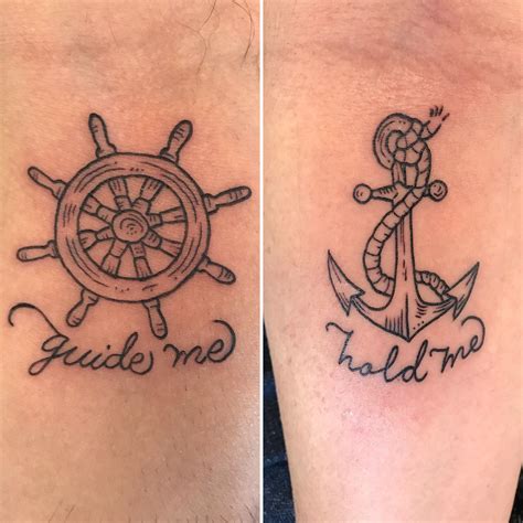 Couples Tattoo Because He Is My Anchor Compass Tattoo Matching