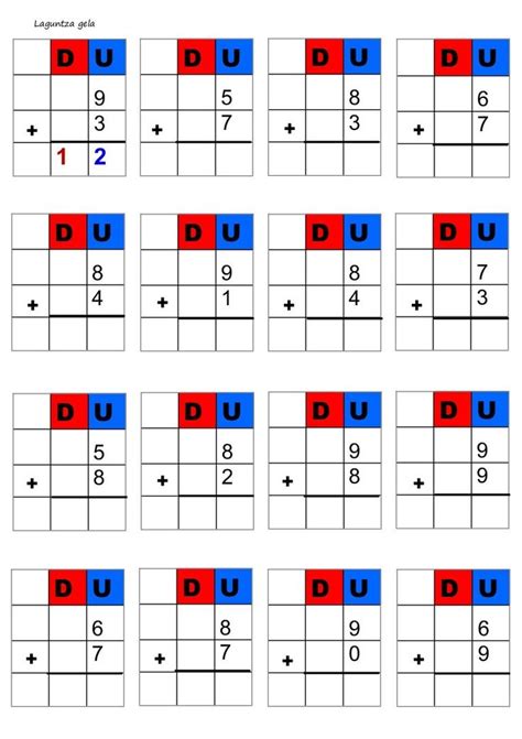 Una Decena Sumas Tabla Matematicas Primero De Primaria Ejercicios De