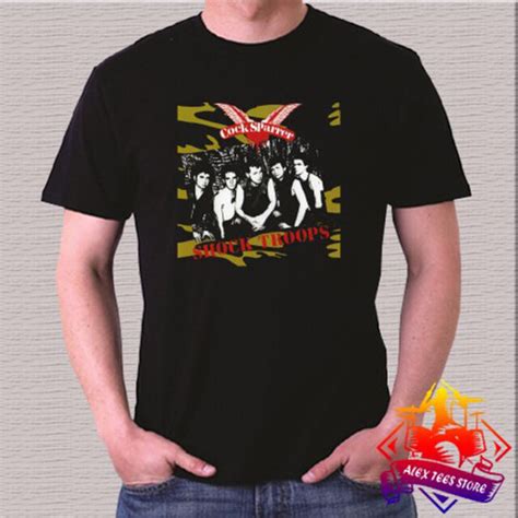 Cock Sparrer Punk Rock Band Shock Troops Album Mens Black T Shirt Size
