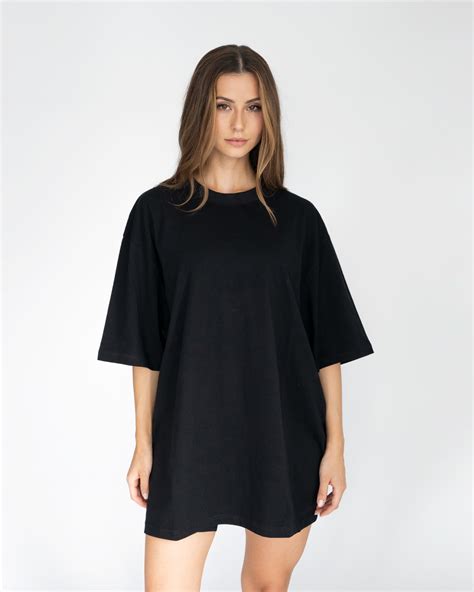 Oversized Basic T Shirt Black Jay Blanc