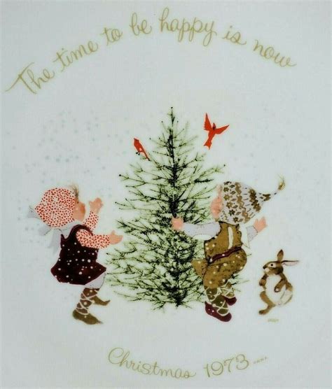 holly hobbie christmas 1973 plate commemorative edition time to be happy is now ebay holly