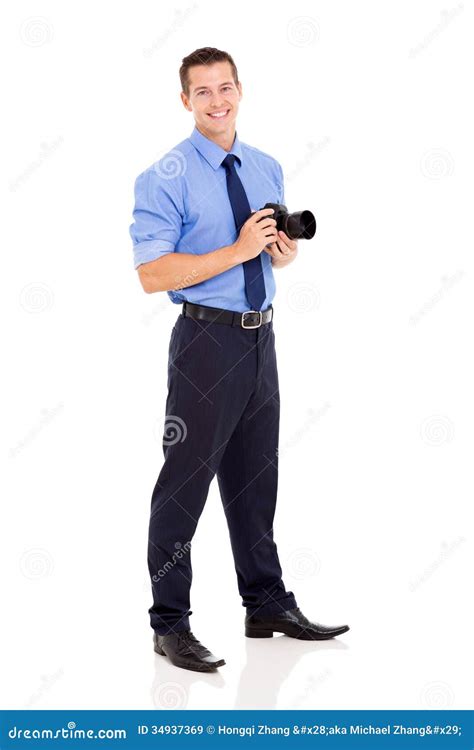 Photographer Standing On White Stock Image Image Of Happy Business