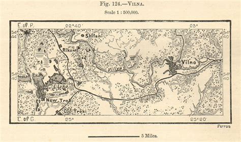 Vilna Vilnius Plan And Environs Lithuania Sketch Map 1885 Old Antique