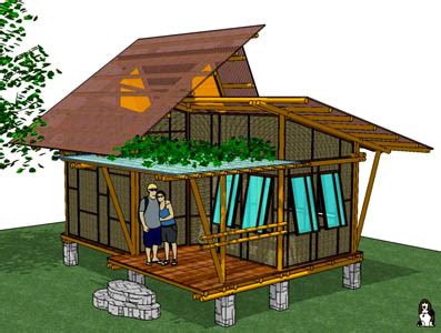 Desain rumah bambu model rumah panggung ini cenderung dilihat orang sebagai rumah tradisional. Jasa