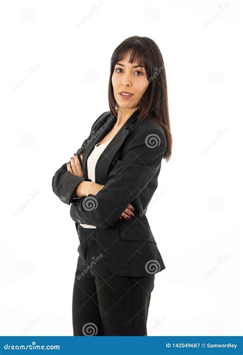 Portrait Of A Serious Confident Business Woman Looking Successful Isolated On White Background