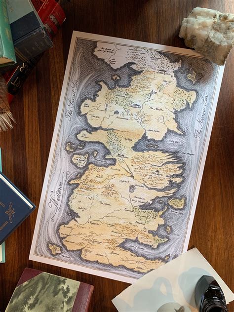 No Spoilers Hand Drawn Map Of Westeros By Retired Architect R