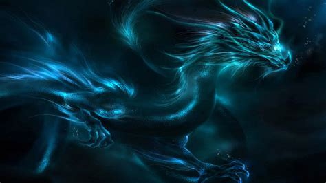 Glowing Blue Dragon Wallpaper Digital Art Backgrounds Dragones