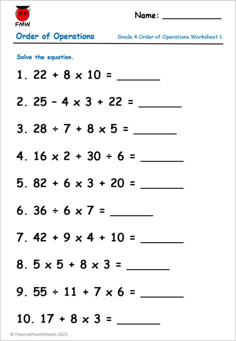 Numbers And Operations Worksheets 4th Grade
