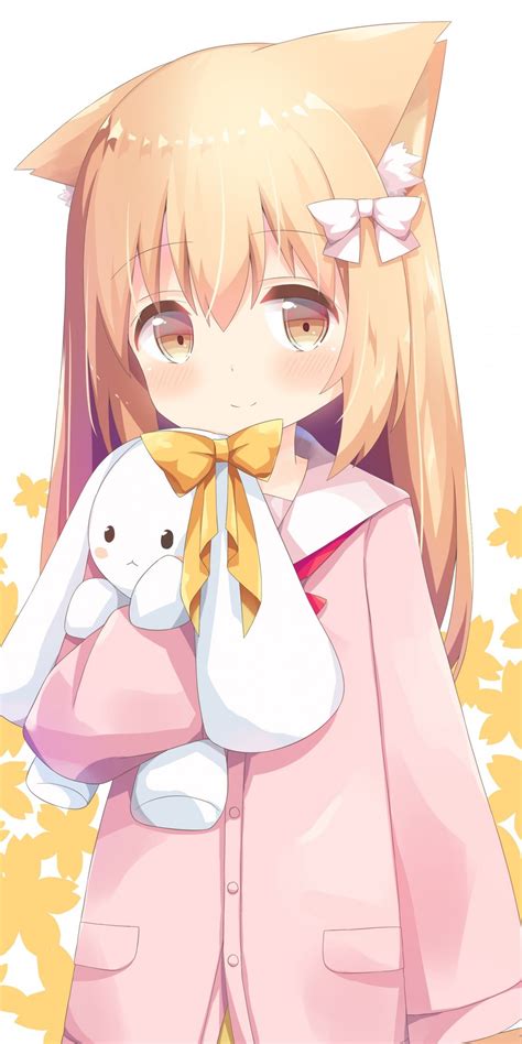 Download 1080x2160 Cute Anime Girl Blonde Dress Rabbit Animal Ears