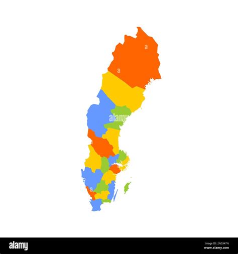 sweden political map of administrative divisions counties blank colorful vector map stock