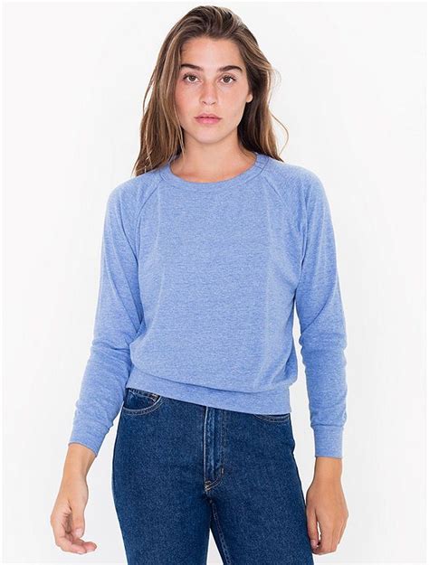 Lightweight Tri Blend Raglan Pullover Sweatshirt American Apparel