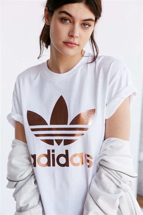 Adidas Originals Originals Metallic Logo T Shirt In White Lyst