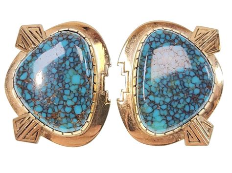 Lot Harvey Begay Navajo K Gold Turquoise Earrings