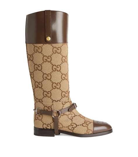 Mens Gucci Brown Gg Monogram Knee High Boots Harrods Countrycode