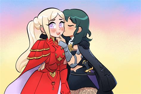 A Kiss On The Cheek Edelgard And Byleth Fire Embarrassing Three