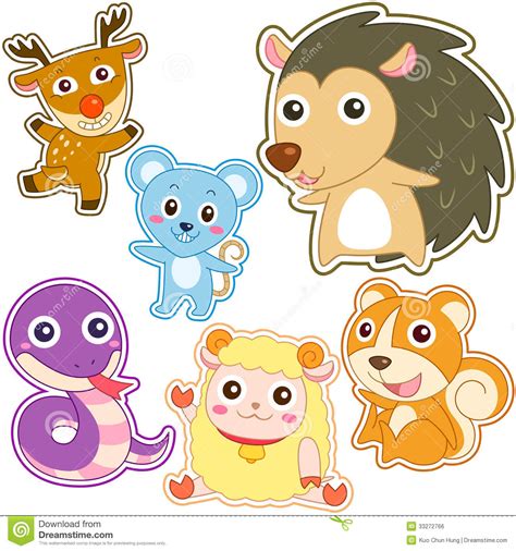 Cute Cartoon Animal Set Stock Vector Illustration Of