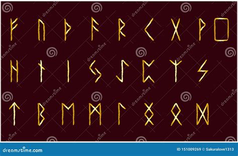 Set Of Old Norse Scandinavian Runes Rune Alphabet Stock Illustration