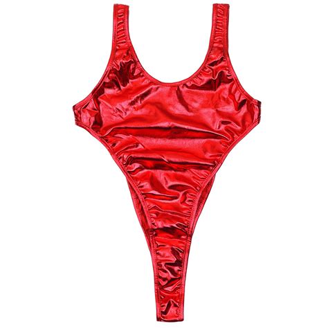 Patent Leather Swimwear Women Sexy Shiny Beachwear Swim Suit Soild