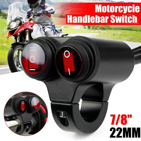 12v Motorcycle 22mm Handlebar Headlight Spot Fog Light Indicator On Off