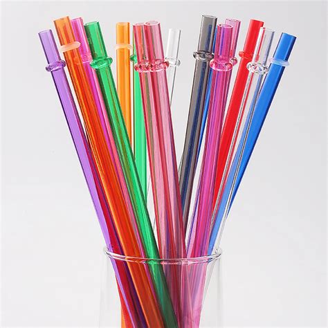 Behogar 10pcs Assorted Color Reusable Plastic Drinking Straws With