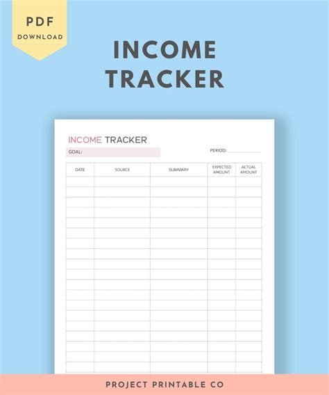 Income Tracker Printable Business Income Tracker Personal Etsy