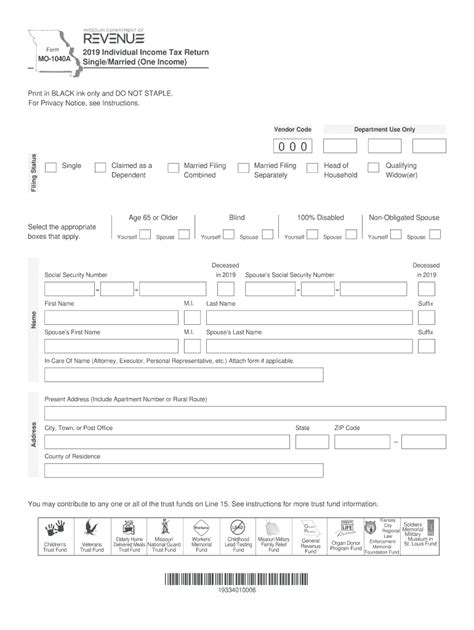 2019 Missouri State Tax Form Fill Out And Sign Online Dochub