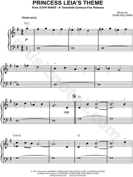Princess Leias Theme From Star Wars Sheet Music Easy Piano