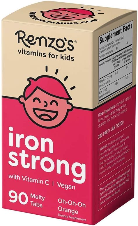 Buy Renzos Iron Supplements For Kids Dissolvable Vegan Iron