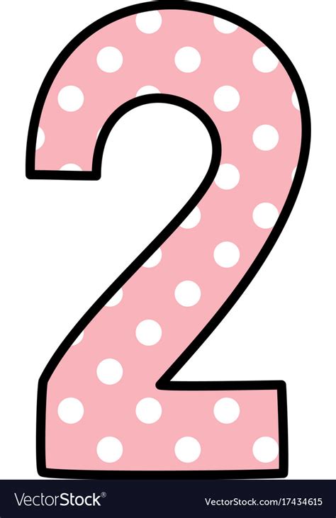 Number 2 With White Polka Dots On Pastel Pink Vector Image