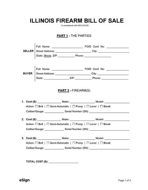 Free Illinois Bill Of Sale Forms Pdf Word