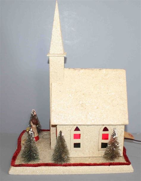 Vintage Northwoods Prod Light Up Christmas Church Music Box Silent