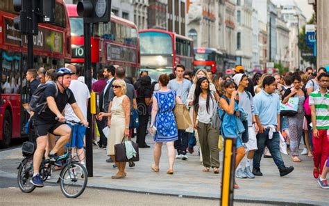 People Walking In Oxford Street The Main Destination Of Londoners For