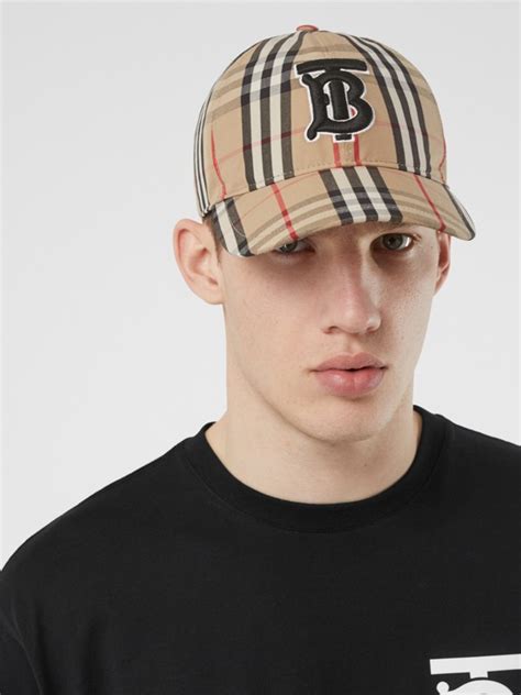 Monogram Motif Vintage Check Baseball Cap In Archive Beige Burberry