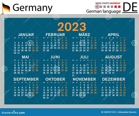 German Horizontal Pocket Calendar For 2022 Week Starts Sunday Vector