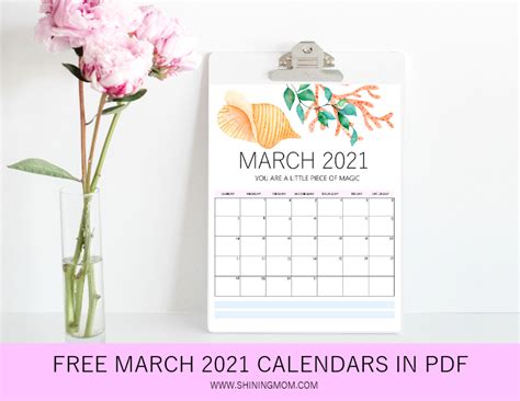 Free Printable March 2021 Calendar 12 Awesome Designs
