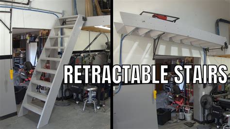 Retractable Garage Loft Stairs Using A Harbor Freight Hoist Youtube