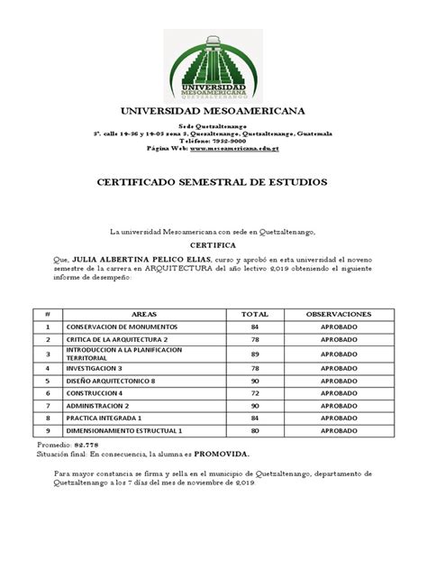 Certificado De Estudios Universidad Pdf