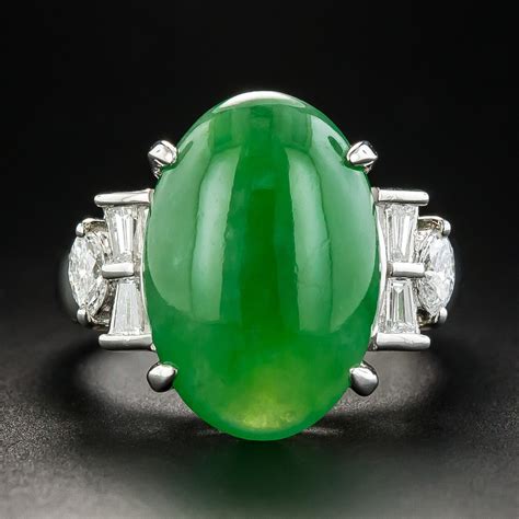 Natural Burmese Jadeite Platinum Diamond Ring