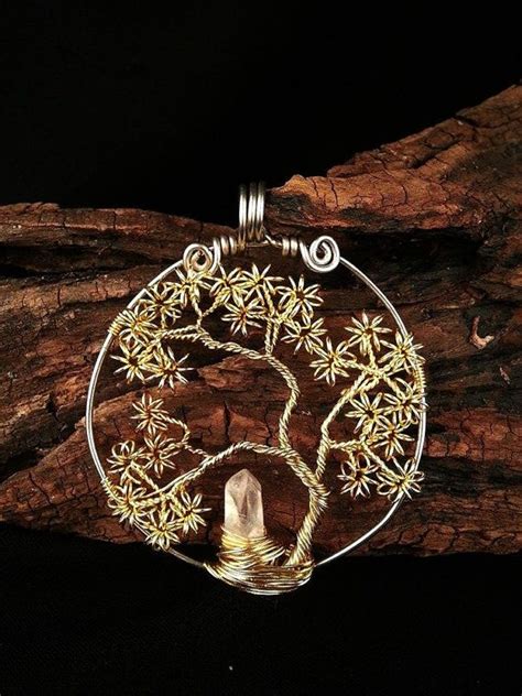Wire Wrapped Quarts Crystal Tree Of Life Bonsai Pendant Tree Of Life
