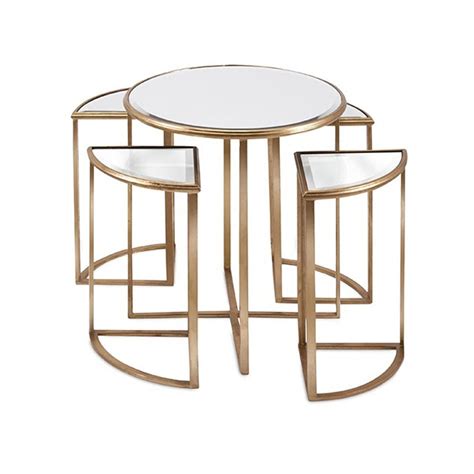 Gold And Mirror Quartered Circles Accent Tables Mirrorgold Mirrored