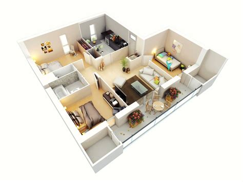 25 More 3 Bedroom 3d Floor Plans Architecture And Design