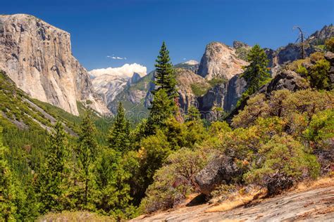 Yosemite National Park Valley From Tunnel View Stock Image Image Of