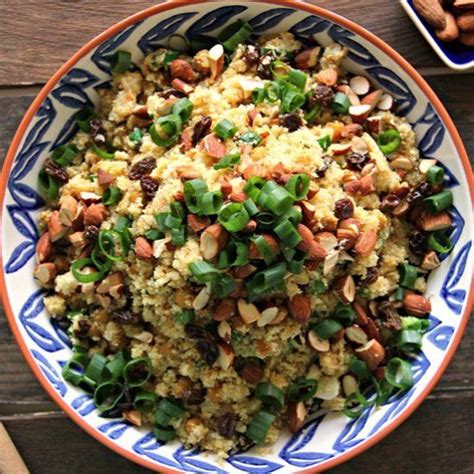 This brilliant couscous is actually made from cauliflower, with a cheesy breadcrumb topping. Cauliflower Couscous loaded with chickpeas, nuts ...