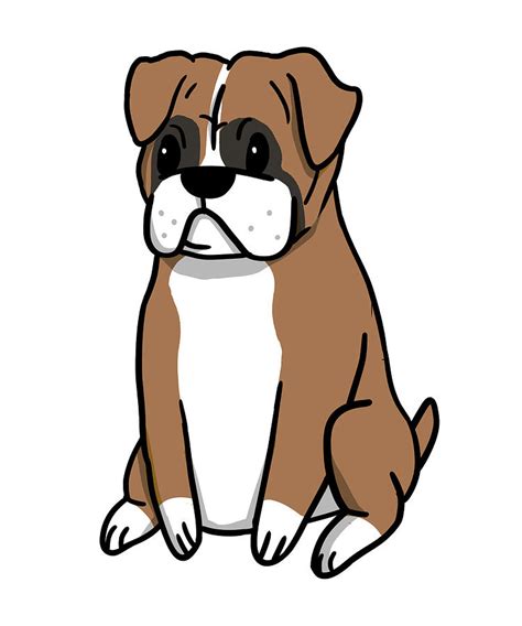 Boxer Dog Cute Cartoon Digital Art By Jeff Chen Fine Art America