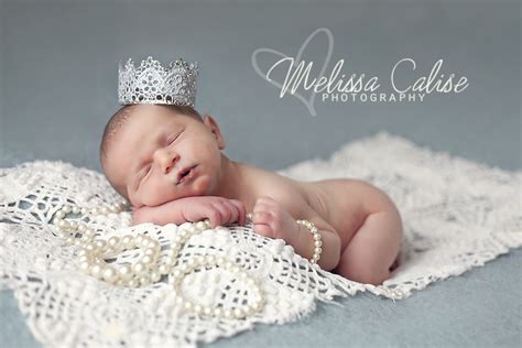 Melissa Calise Photography Newborn Girl Princess Pearls Layering