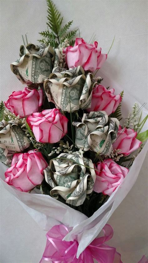 Money And Pink Rose Bouquet Creative Money Ts Money T