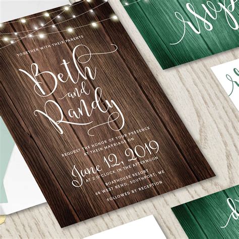 rustic themed wedding invitation set printable stationery hands in the attic