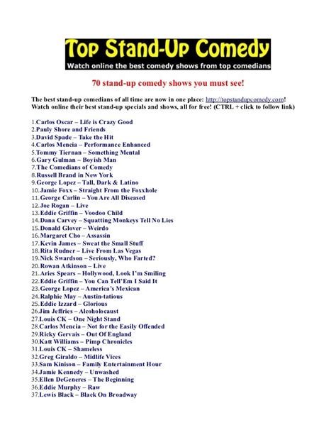 70 Stand Up Comedy Shows You Must See