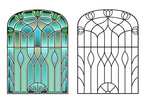 Arched Vintage Old Window With Stained Glass 6515646 Vector Art At Vecteezy