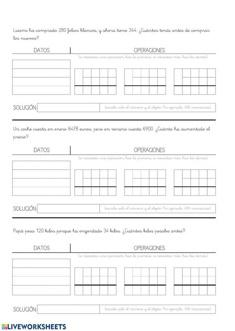 Problemas Cambio 3 Y 5 Worksheet Live Worksheets